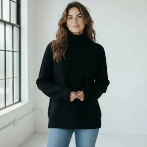 CRYSTAL Sportswear Lambswool & Angora Blend Turtleneck Sweater M Luxury Goth